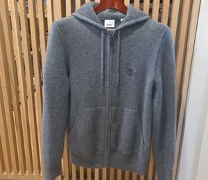 Burberry Gray Zip-Up Men's Sweater Cashmere 96%
